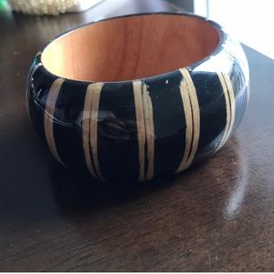 Anthropologie Striped Wooden Bangle Bracelet